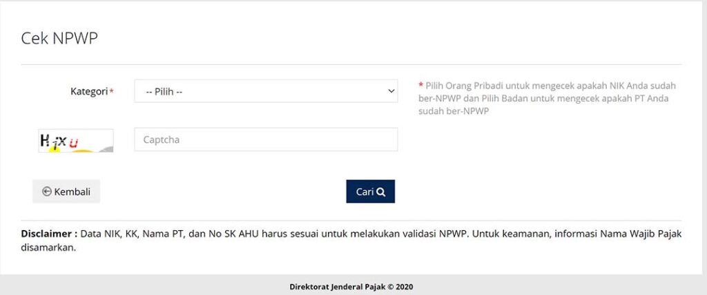 cara cek no npwp pakai NIK dan No KK